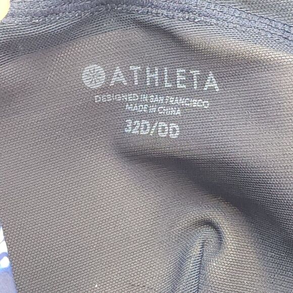 Athleta Tangier High Neck Tankini Top 32D /DD Blue Open Back Underwire Swimwear - Picture 5 of 12